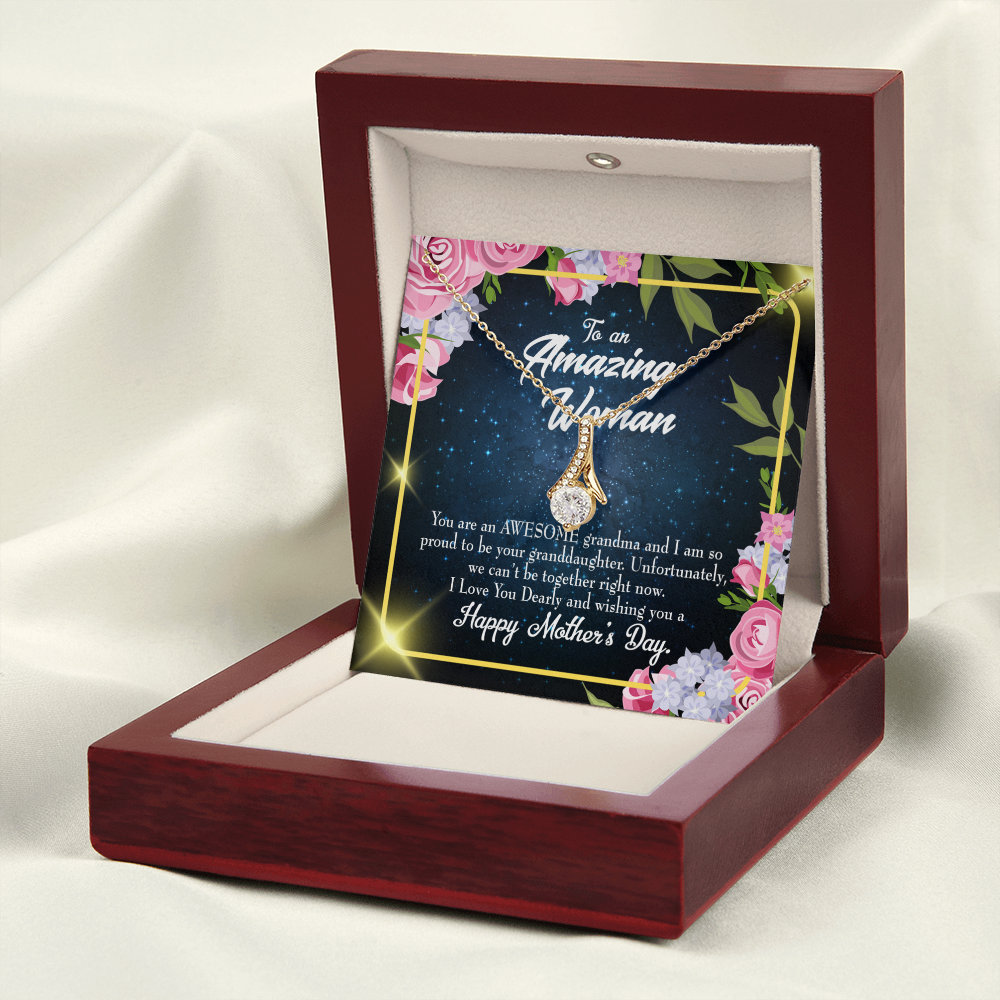 To My Grandmother Awesome Grandma Alluring Ribbon Necklace Message Card-Express Your Love Gifts