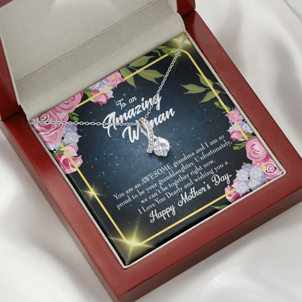 To My Grandmother Awesome Grandma Alluring Ribbon Necklace Message Card-Express Your Love Gifts