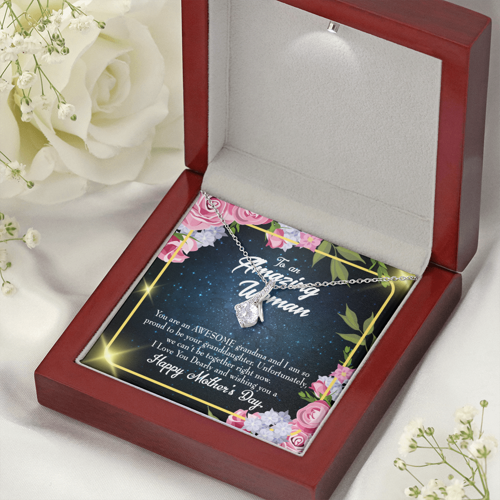 To My Grandmother Awesome Grandma Alluring Ribbon Necklace Message Card-Express Your Love Gifts