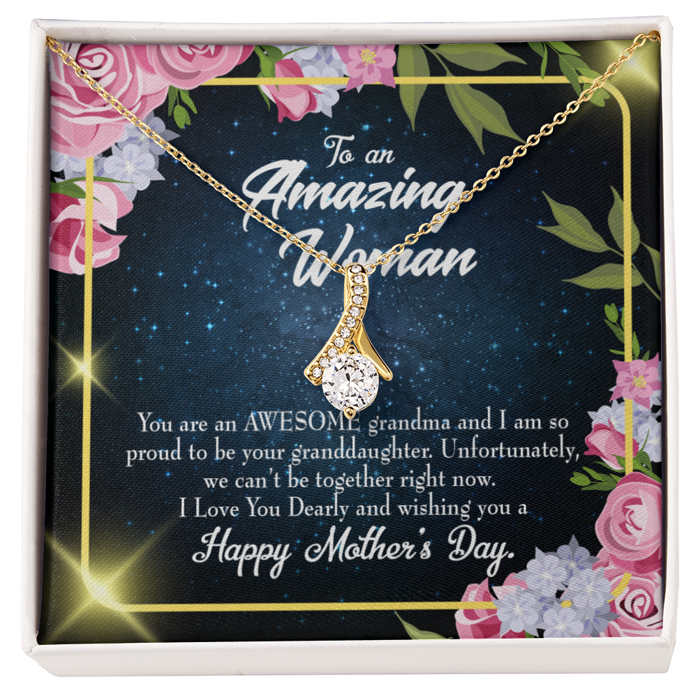 To My Grandmother Awesome Grandma Alluring Ribbon Necklace Message Card-Express Your Love Gifts