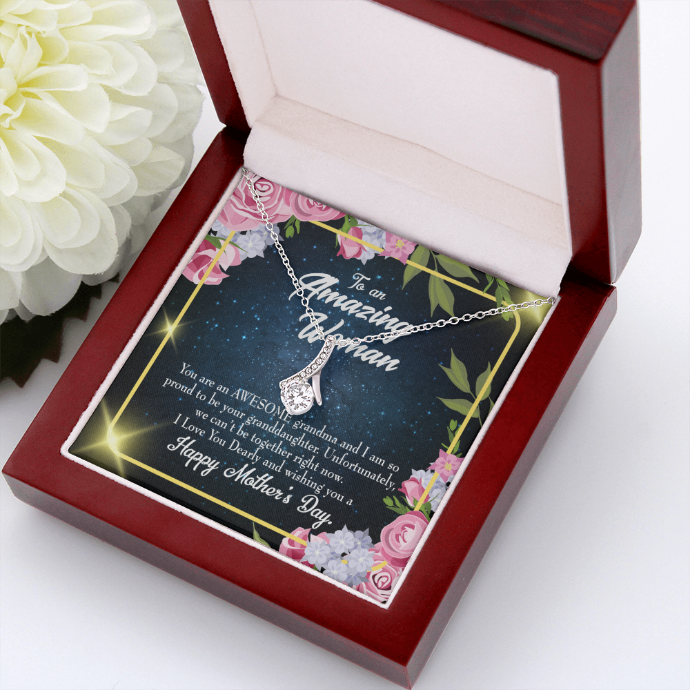 To My Grandmother Awesome Grandma Alluring Ribbon Necklace Message Card-Express Your Love Gifts