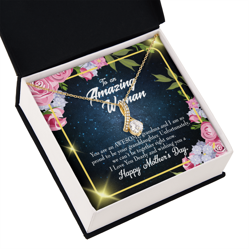 To My Grandmother Awesome Grandma Alluring Ribbon Necklace Message Card-Express Your Love Gifts