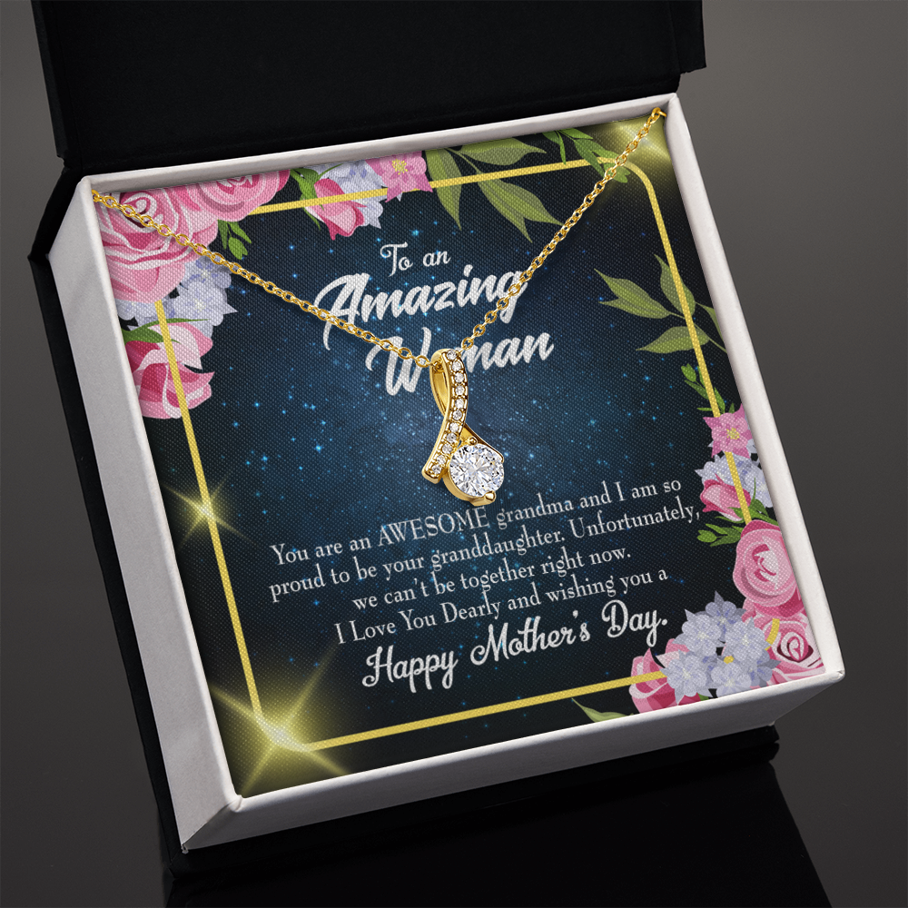 To My Grandmother Awesome Grandma Alluring Ribbon Necklace Message Card-Express Your Love Gifts