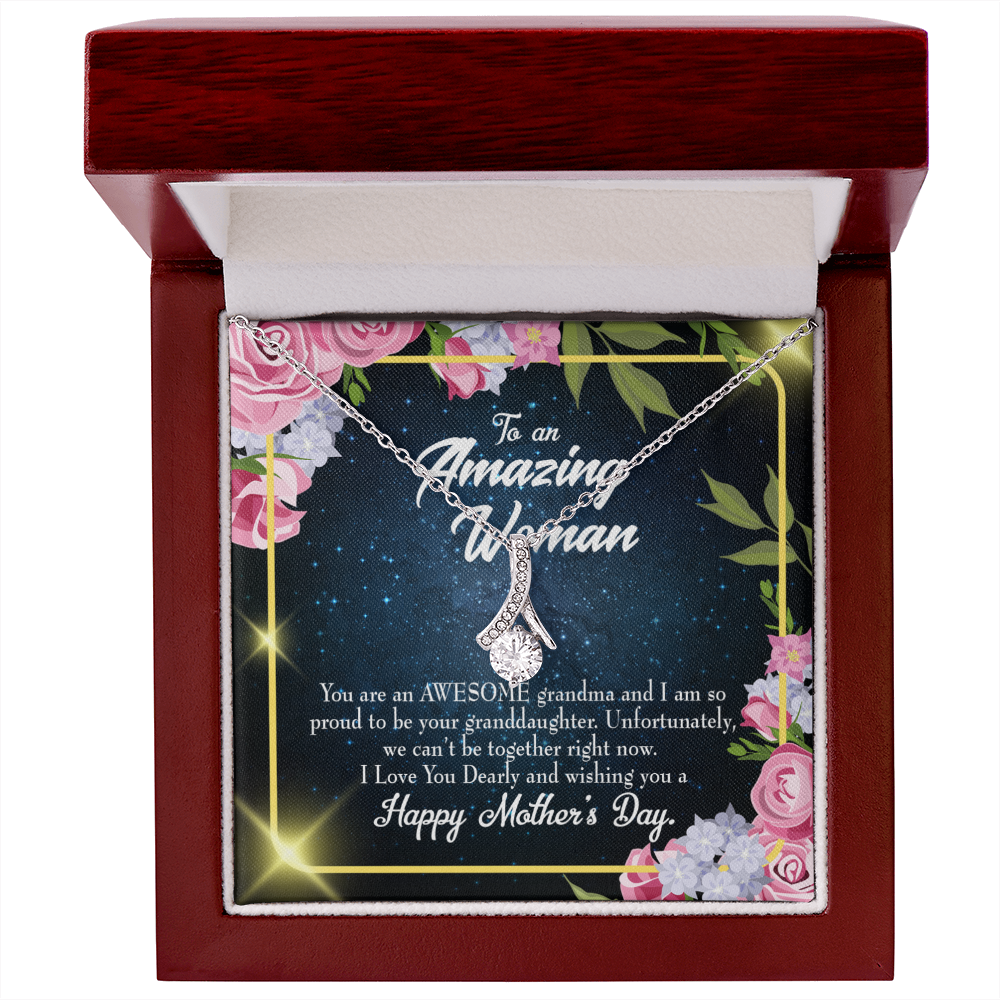 To My Grandmother Awesome Grandma Alluring Ribbon Necklace Message Card-Express Your Love Gifts