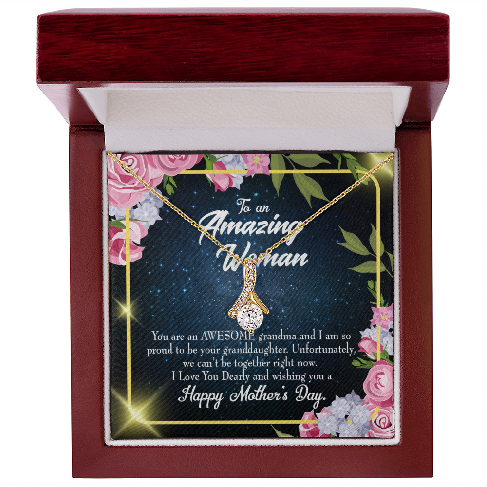 To My Grandmother Awesome Grandma Alluring Ribbon Necklace Message Card-Express Your Love Gifts