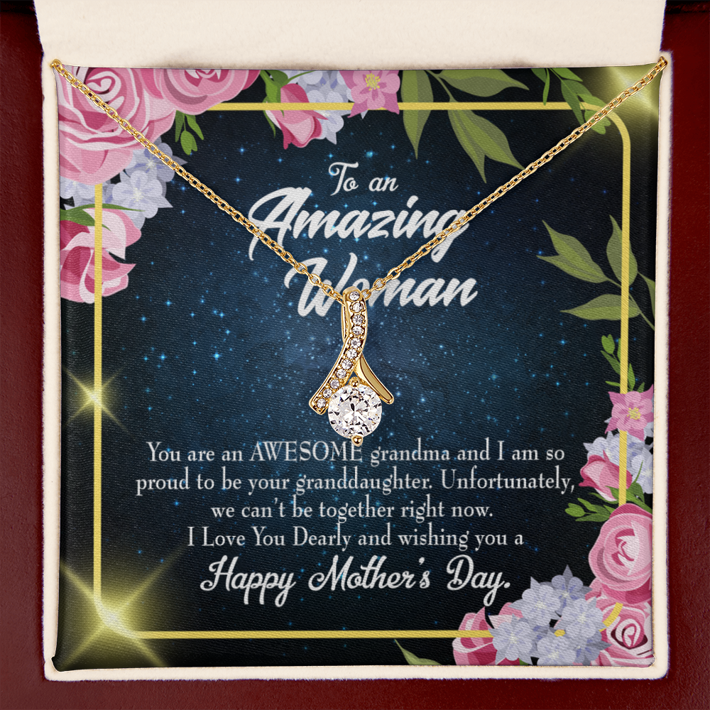 To My Grandmother Awesome Grandma Alluring Ribbon Necklace Message Card-Express Your Love Gifts