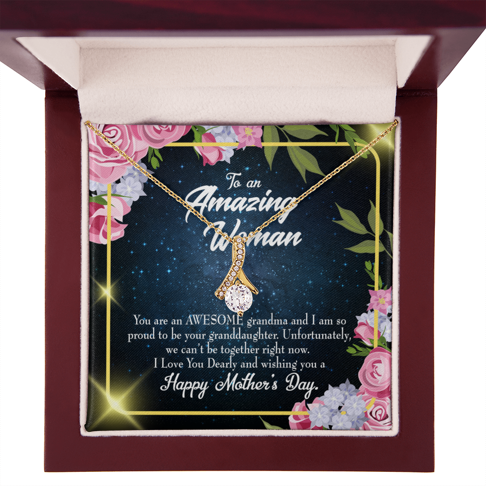 To My Grandmother Awesome Grandma Alluring Ribbon Necklace Message Card-Express Your Love Gifts