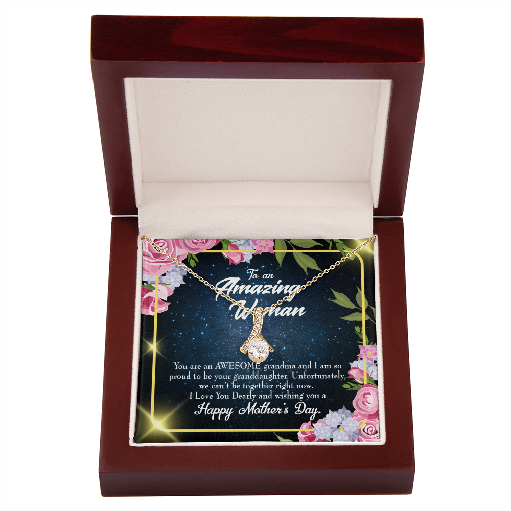 To My Grandmother Awesome Grandma Alluring Ribbon Necklace Message Card-Express Your Love Gifts