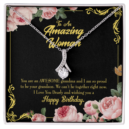 To My Grandmother Awesome Grandma Birthday Alluring Ribbon Necklace Message Card-Express Your Love Gifts