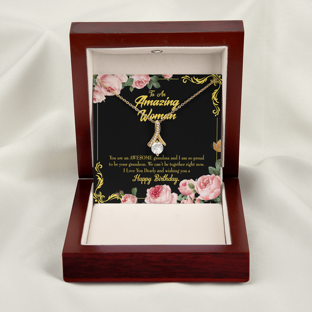 To My Grandmother Awesome Grandma Birthday Alluring Ribbon Necklace Message Card-Express Your Love Gifts