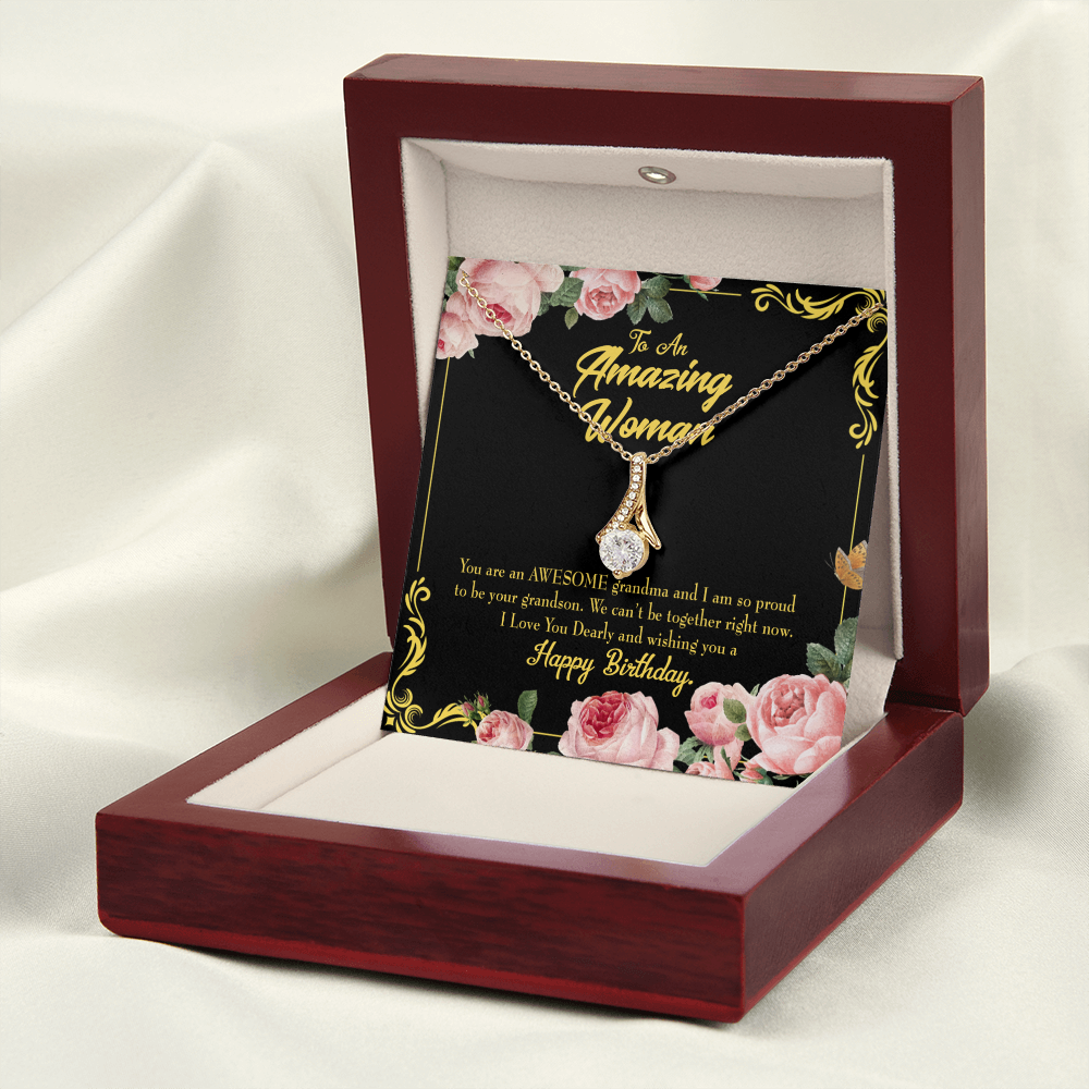 To My Grandmother Awesome Grandma Birthday Alluring Ribbon Necklace Message Card-Express Your Love Gifts