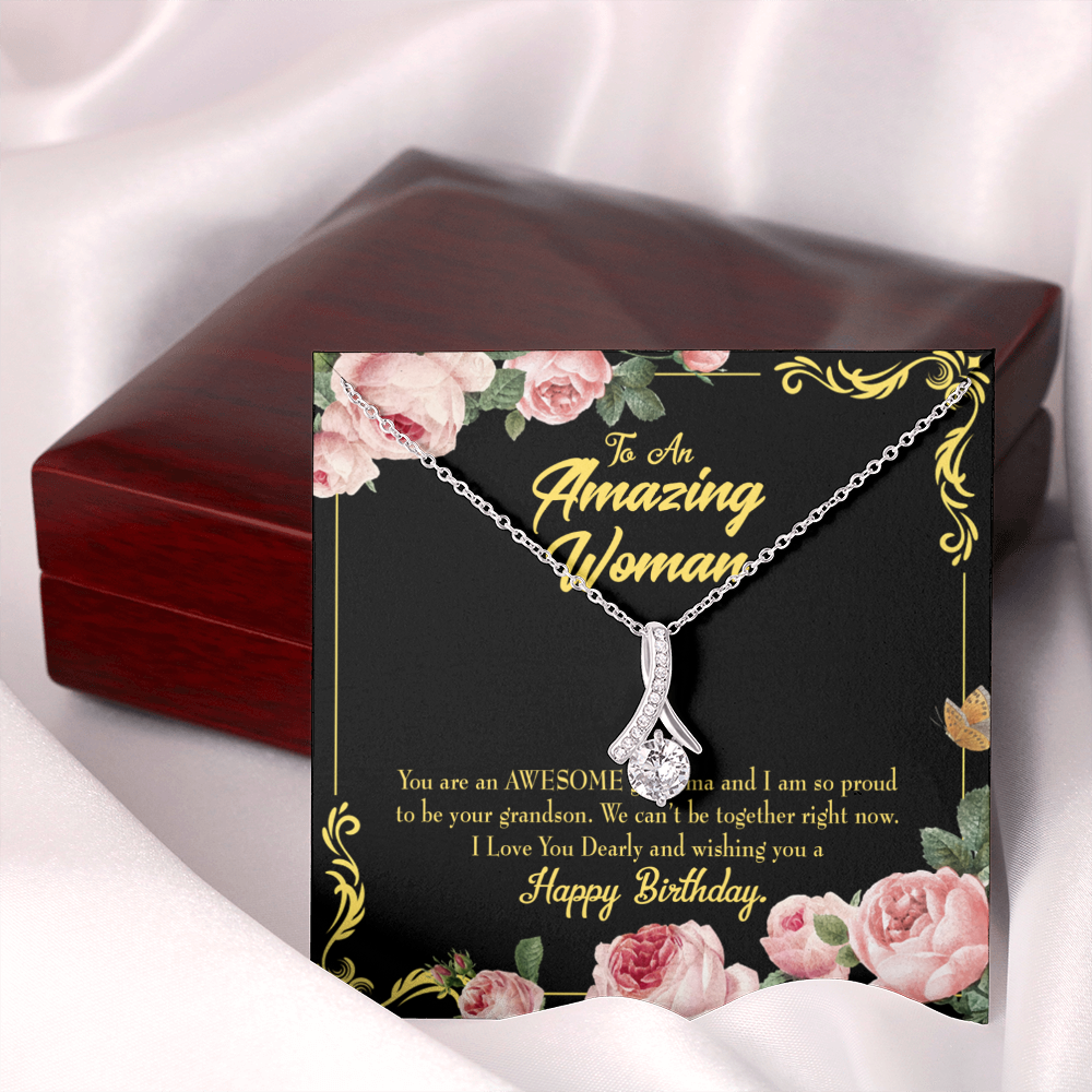 To My Grandmother Awesome Grandma Birthday Alluring Ribbon Necklace Message Card-Express Your Love Gifts