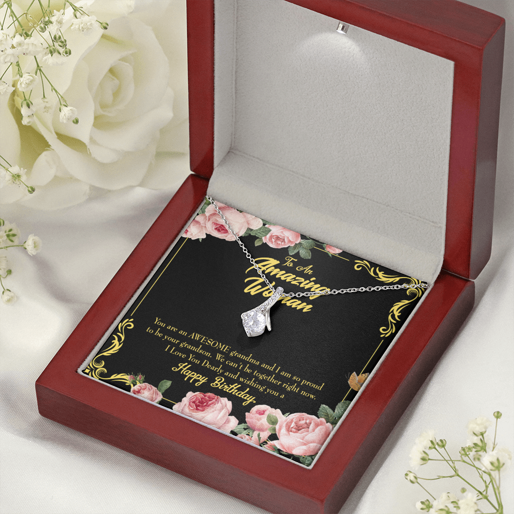 To My Grandmother Awesome Grandma Birthday Alluring Ribbon Necklace Message Card-Express Your Love Gifts