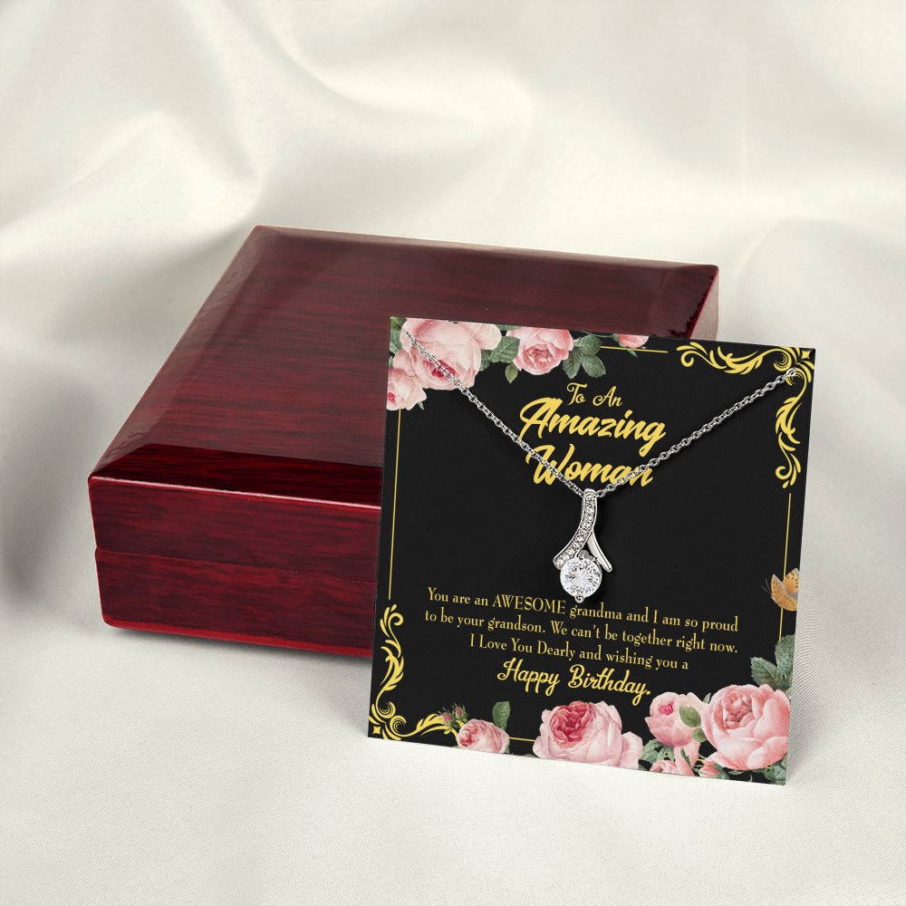 To My Grandmother Awesome Grandma Birthday Alluring Ribbon Necklace Message Card-Express Your Love Gifts