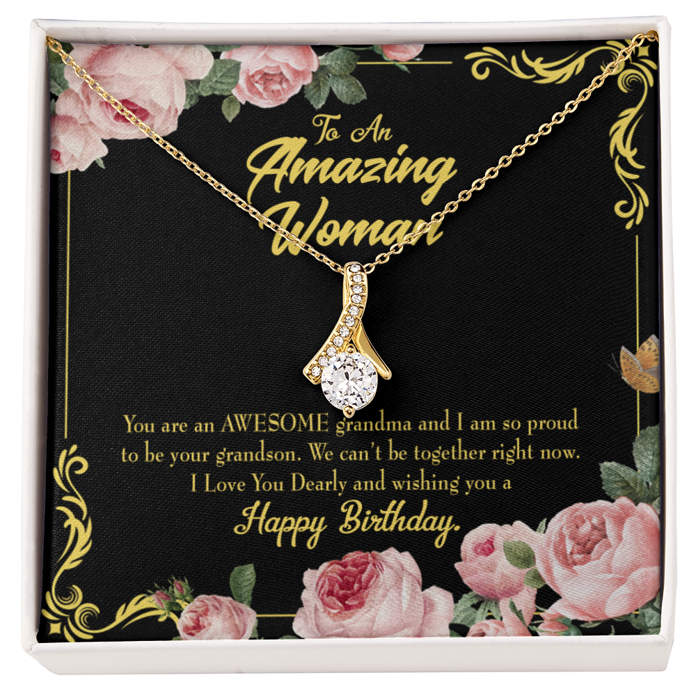 To My Grandmother Awesome Grandma Birthday Alluring Ribbon Necklace Message Card-Express Your Love Gifts