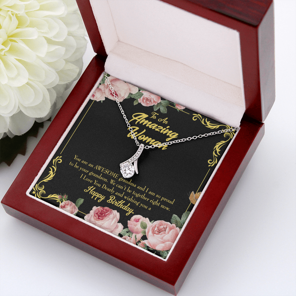 To My Grandmother Awesome Grandma Birthday Alluring Ribbon Necklace Message Card-Express Your Love Gifts