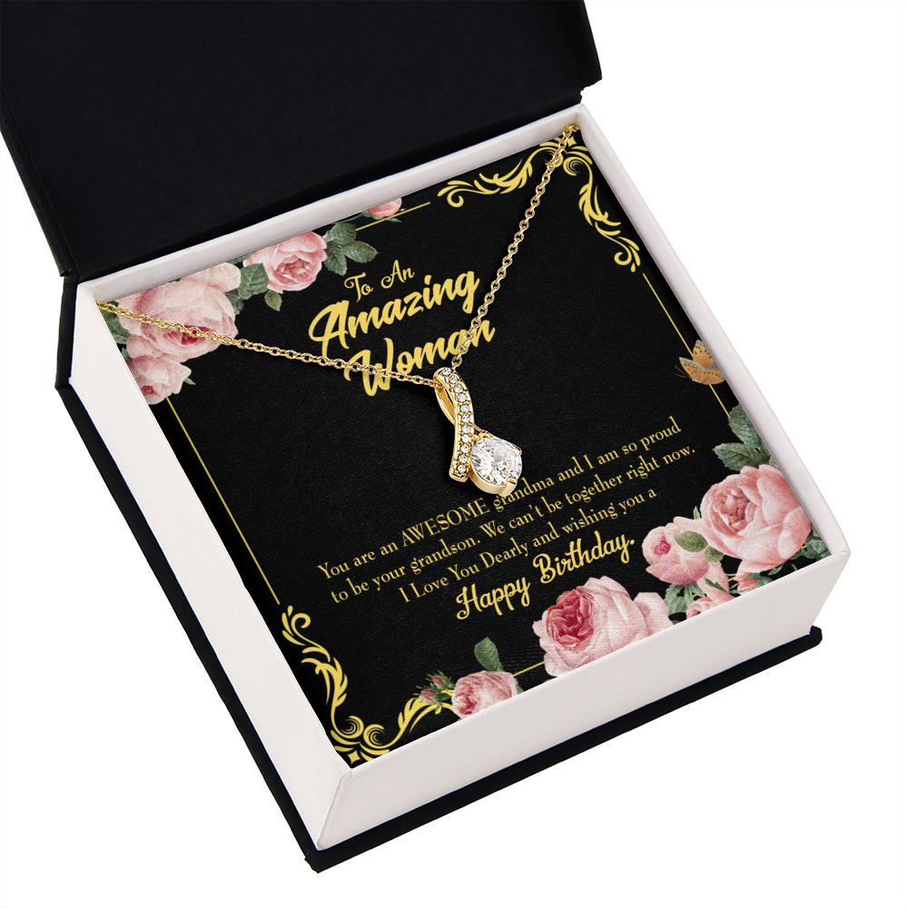 To My Grandmother Awesome Grandma Birthday Alluring Ribbon Necklace Message Card-Express Your Love Gifts