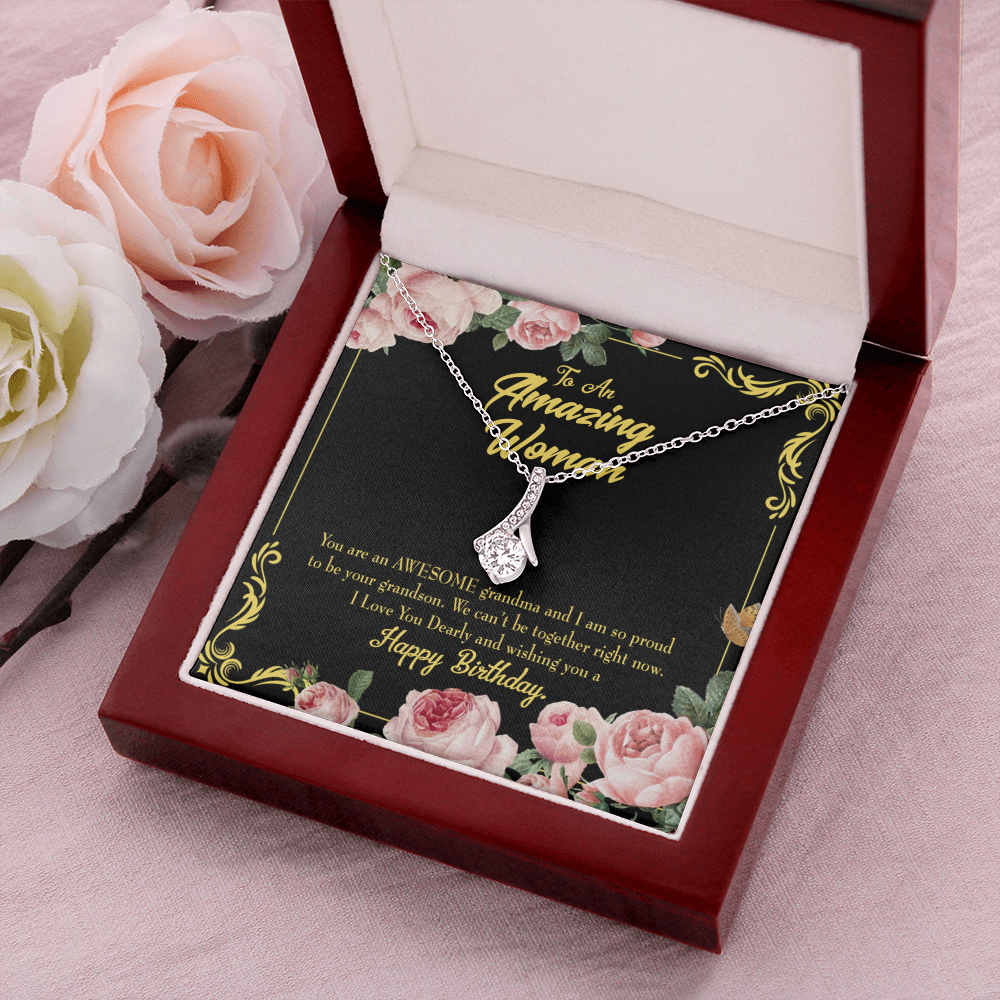 To My Grandmother Awesome Grandma Birthday Alluring Ribbon Necklace Message Card-Express Your Love Gifts