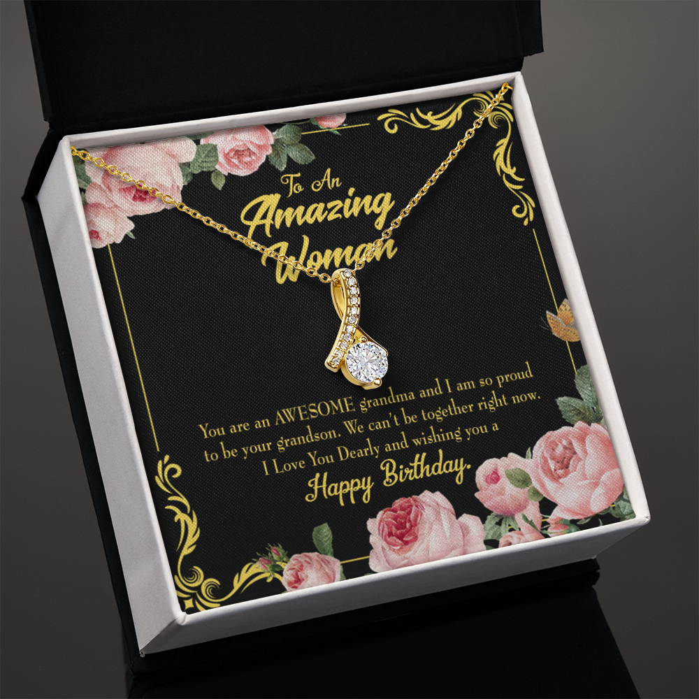 To My Grandmother Awesome Grandma Birthday Alluring Ribbon Necklace Message Card-Express Your Love Gifts