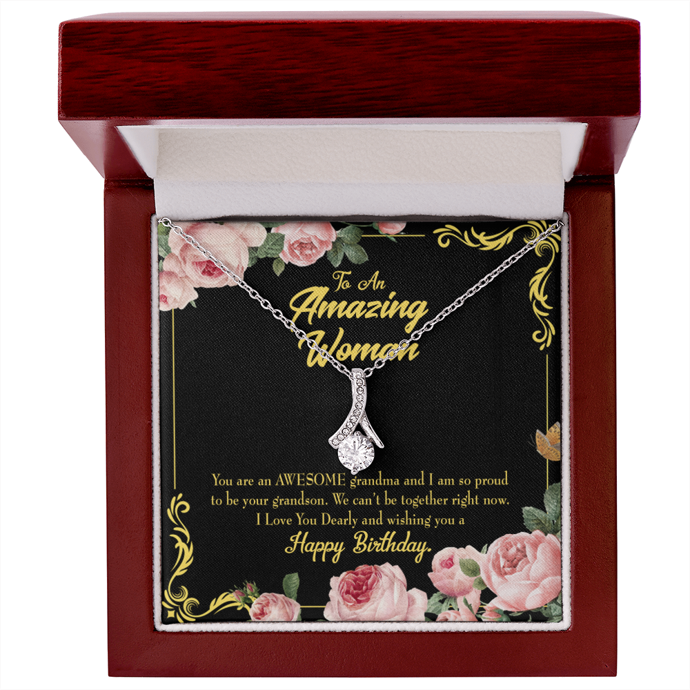 To My Grandmother Awesome Grandma Birthday Alluring Ribbon Necklace Message Card-Express Your Love Gifts