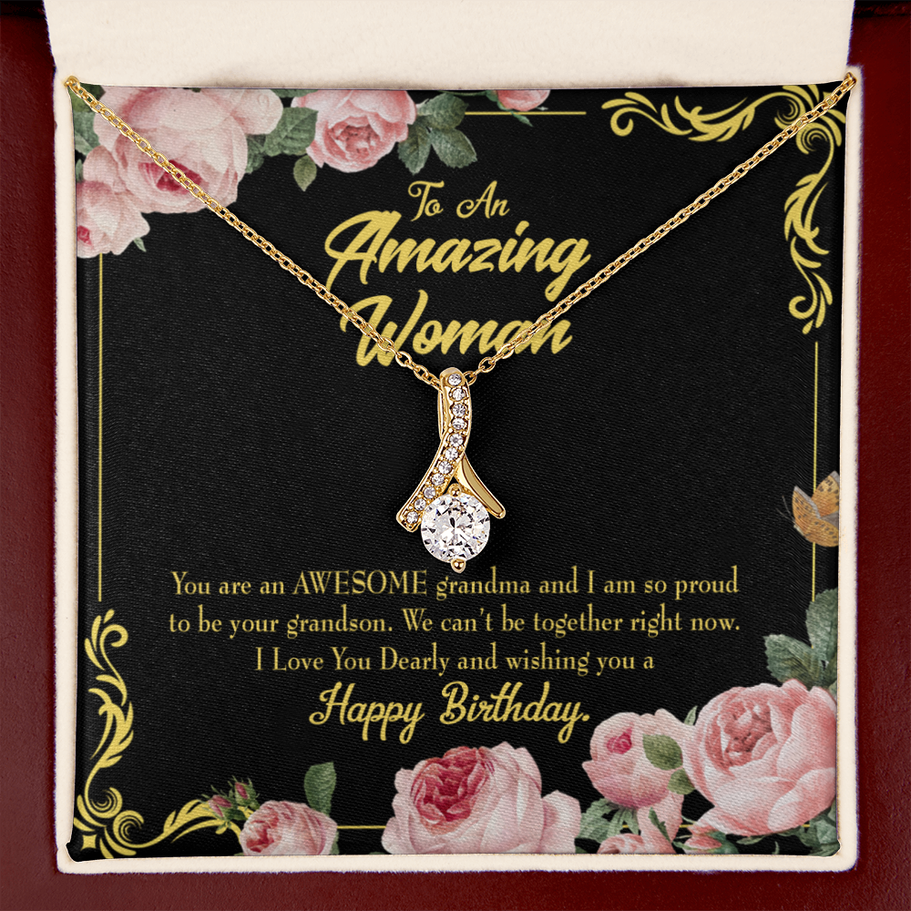 To My Grandmother Awesome Grandma Birthday Alluring Ribbon Necklace Message Card-Express Your Love Gifts