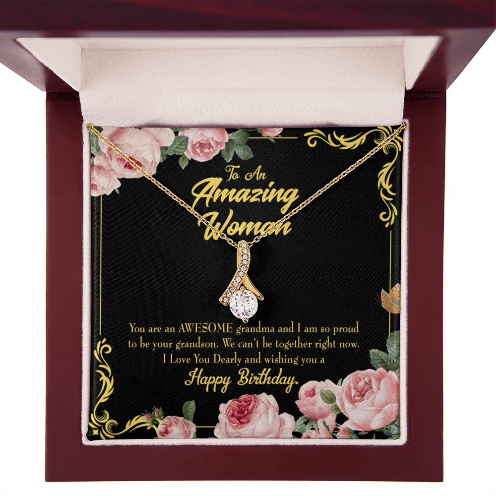 To My Grandmother Awesome Grandma Birthday Alluring Ribbon Necklace Message Card-Express Your Love Gifts