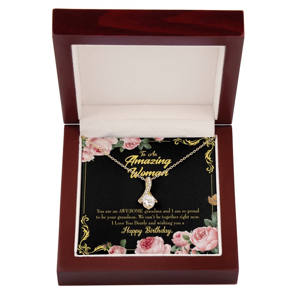 To My Grandmother Awesome Grandma Birthday Alluring Ribbon Necklace Message Card-Express Your Love Gifts