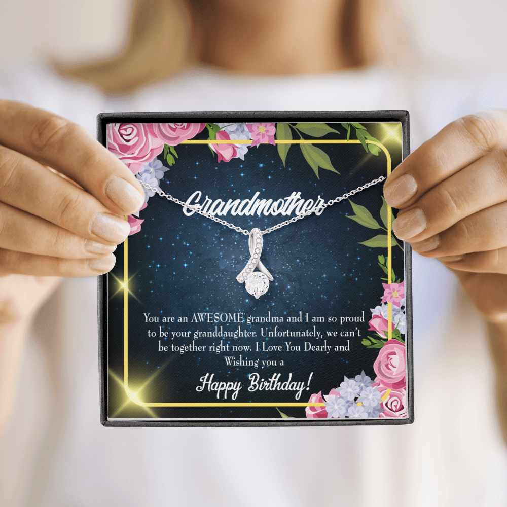 To My Grandmother Birthday Gift From Granddaughter Alluring Ribbon Necklace Message Card-Express Your Love Gifts