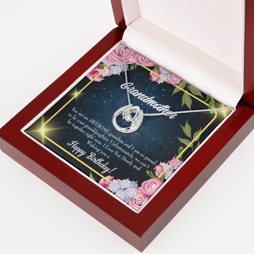 To My Grandmother Birthday Gift From Granddaughter Lucky Horseshoe Necklace Message Card 14k w CZ Crystals-Express Your Love Gifts