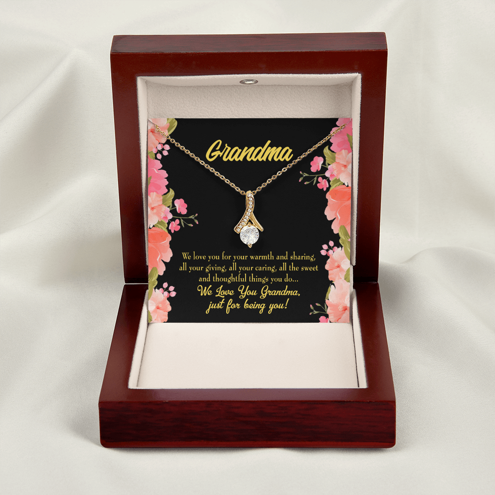 To My Grandmother Family to Grandma Alluring Ribbon Necklace Message Card-Express Your Love Gifts