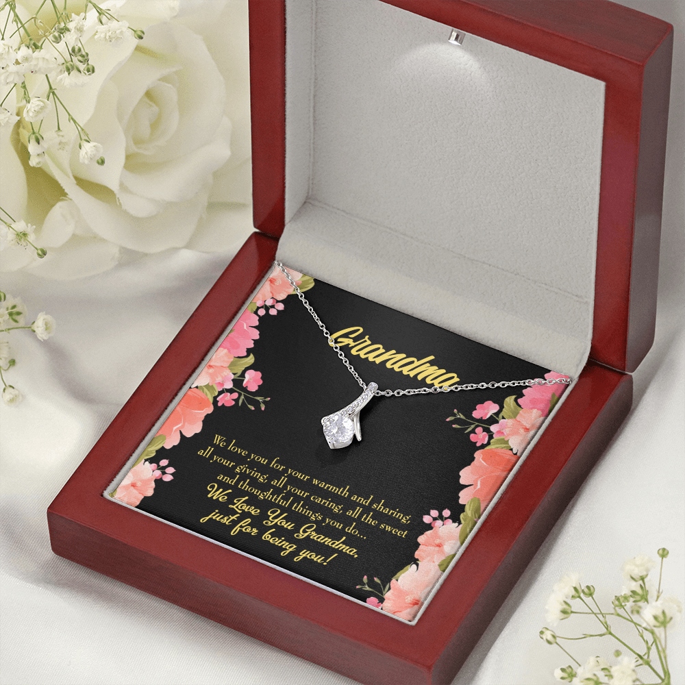 To My Grandmother Family to Grandma Alluring Ribbon Necklace Message Card-Express Your Love Gifts