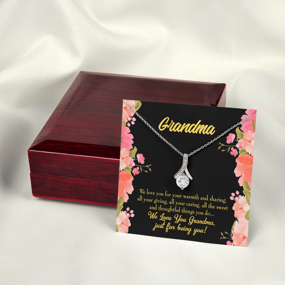 To My Grandmother Family to Grandma Alluring Ribbon Necklace Message Card-Express Your Love Gifts