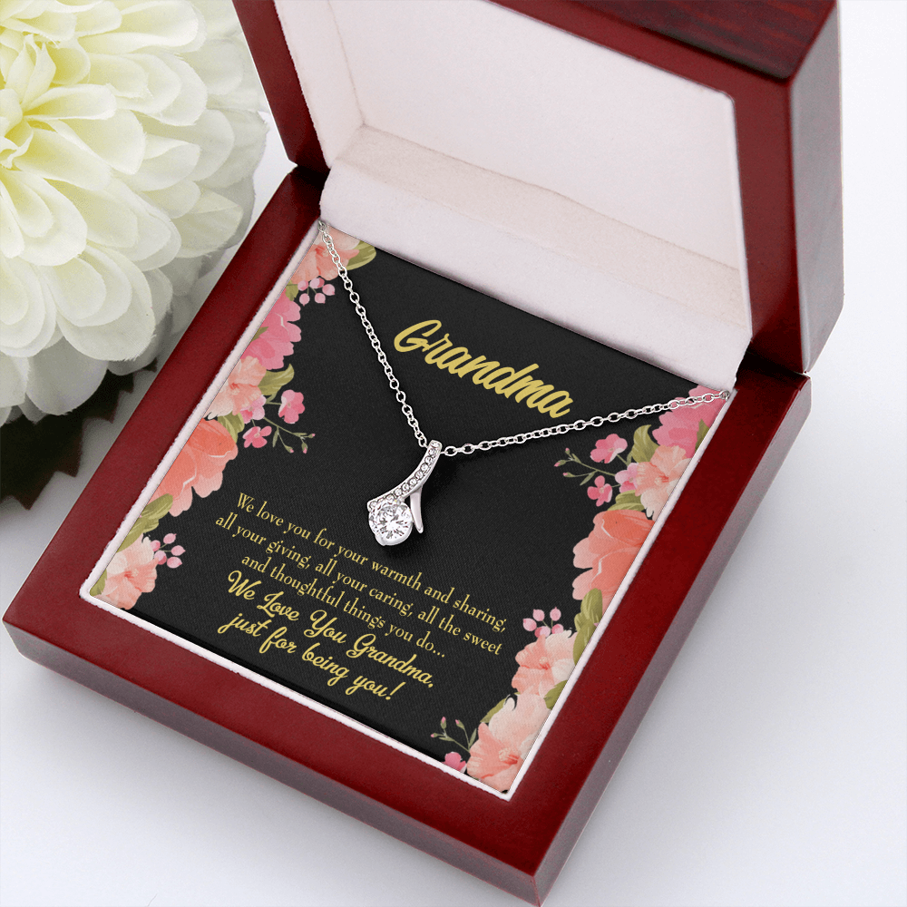 To My Grandmother Family to Grandma Alluring Ribbon Necklace Message Card-Express Your Love Gifts