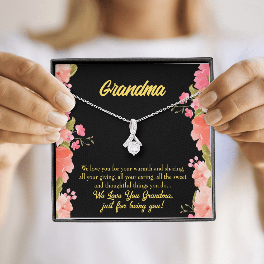 To My Grandmother Family to Grandma Alluring Ribbon Necklace Message Card-Express Your Love Gifts