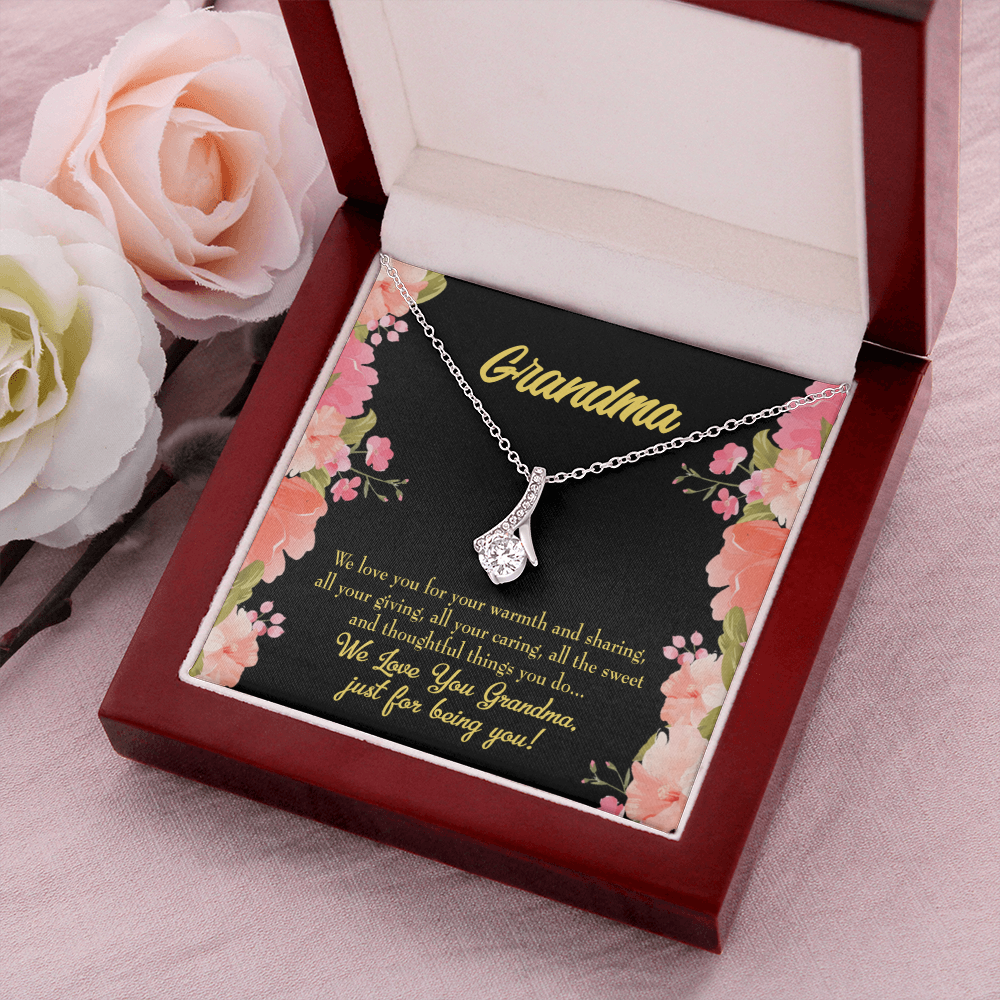 To My Grandmother Family to Grandma Alluring Ribbon Necklace Message Card-Express Your Love Gifts