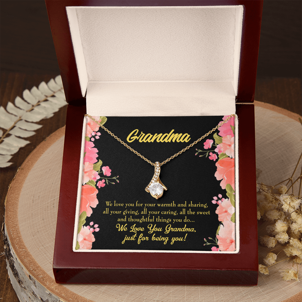 To My Grandmother Family to Grandma Alluring Ribbon Necklace Message Card-Express Your Love Gifts