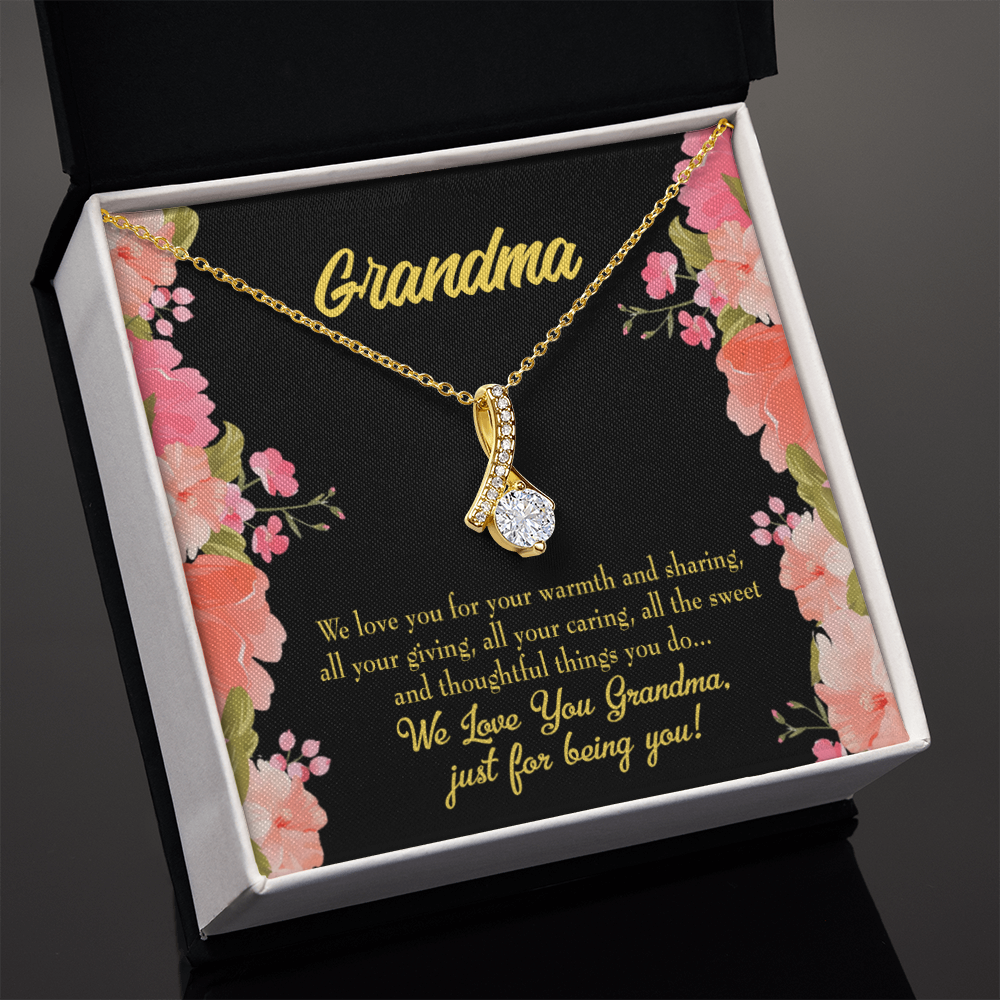 To My Grandmother Family to Grandma Alluring Ribbon Necklace Message Card-Express Your Love Gifts