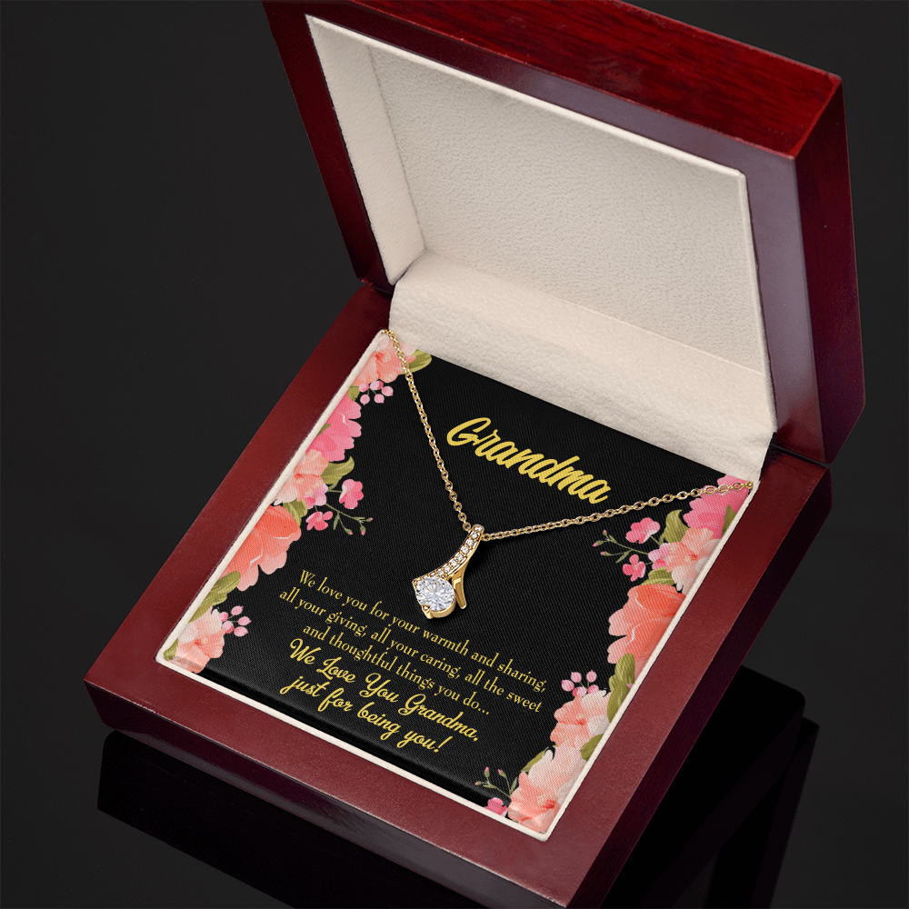 To My Grandmother Family to Grandma Alluring Ribbon Necklace Message Card-Express Your Love Gifts