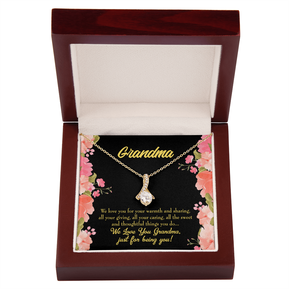 To My Grandmother Family to Grandma Alluring Ribbon Necklace Message Card-Express Your Love Gifts