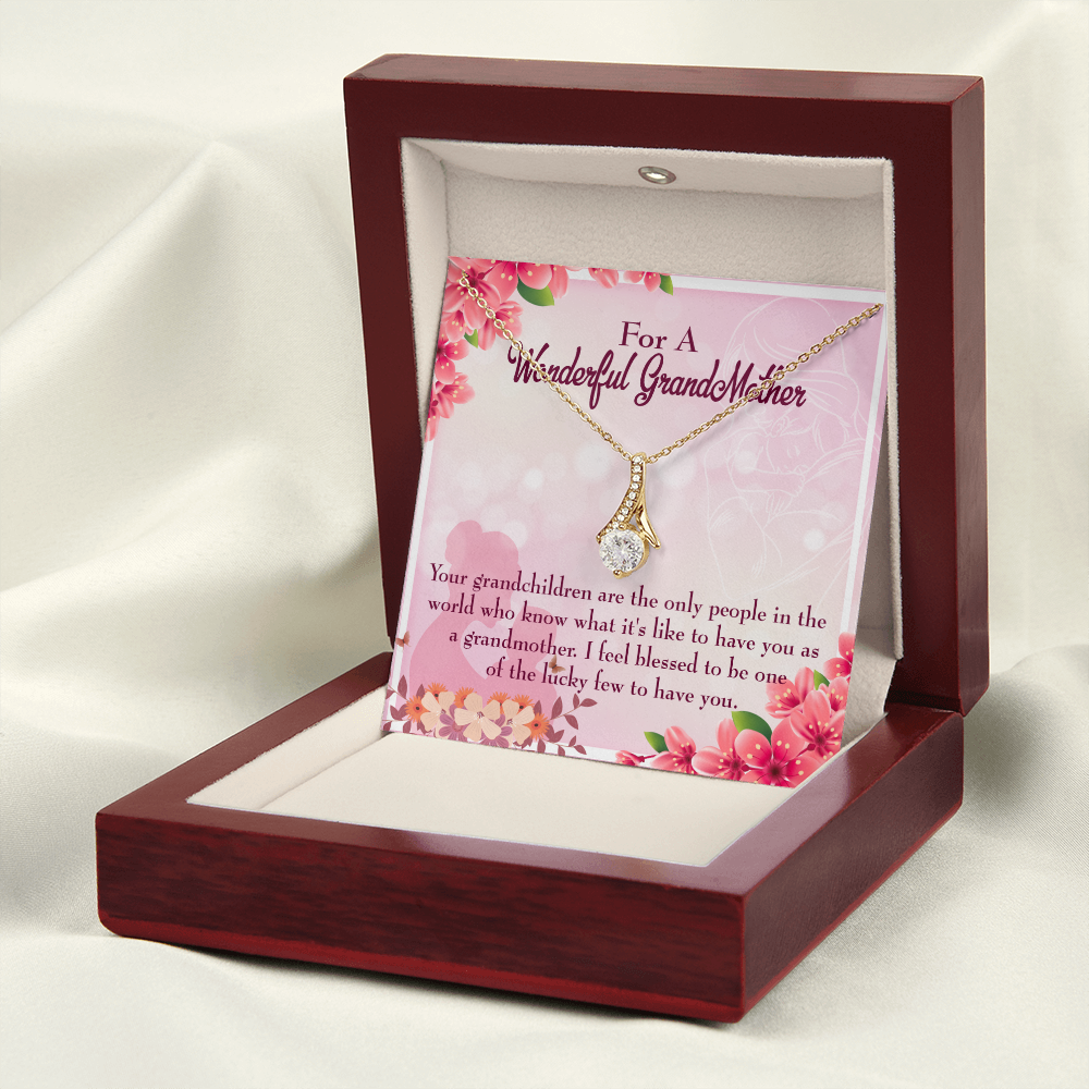 To My Grandmother Grandchild Granny Alluring Ribbon Necklace Message Card-Express Your Love Gifts