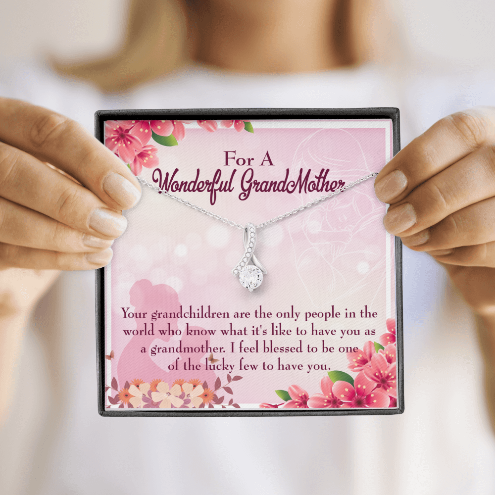 To My Grandmother Grandchild Granny Alluring Ribbon Necklace Message Card-Express Your Love Gifts