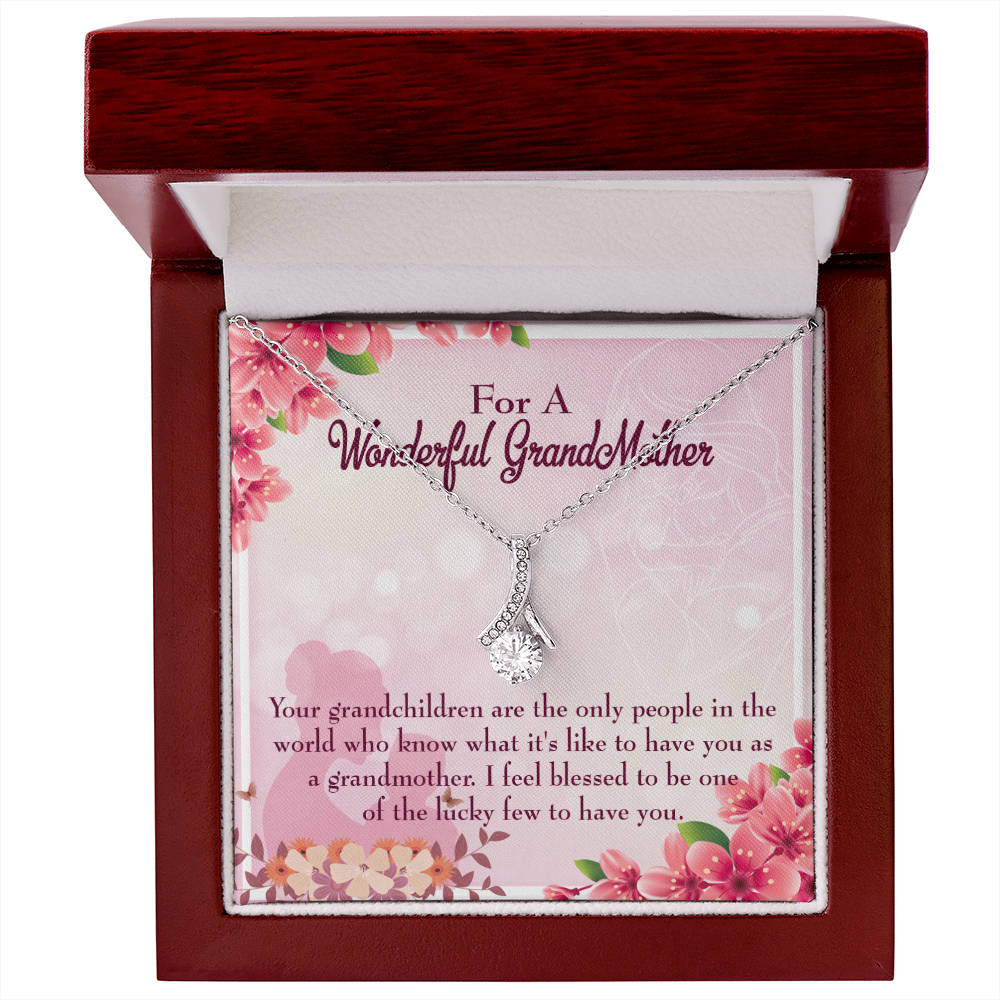 To My Grandmother Grandchild Granny Alluring Ribbon Necklace Message Card-Express Your Love Gifts