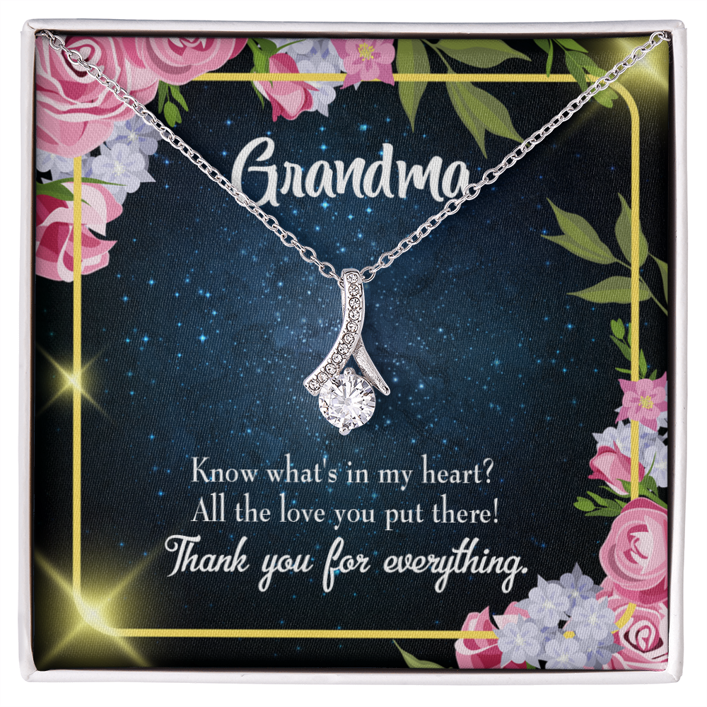 To My Grandmother Grandchild to Grandma Alluring Ribbon Necklace Message Card-Express Your Love Gifts