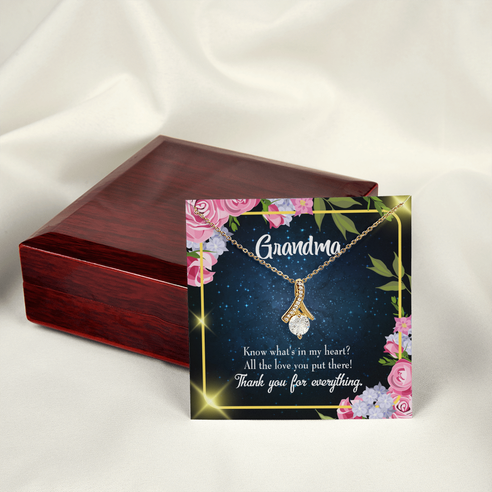 To My Grandmother Grandchild to Grandma Alluring Ribbon Necklace Message Card-Express Your Love Gifts