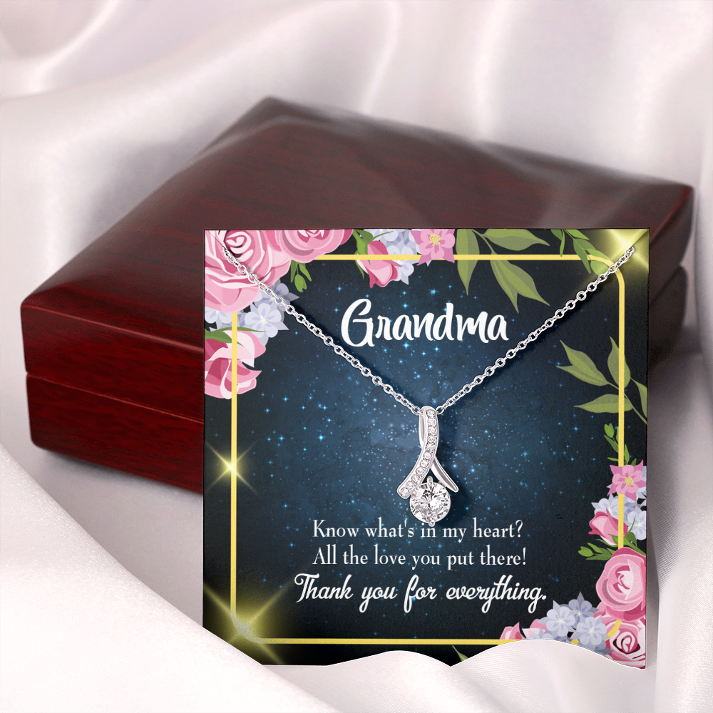 To My Grandmother Grandchild to Grandma Alluring Ribbon Necklace Message Card-Express Your Love Gifts