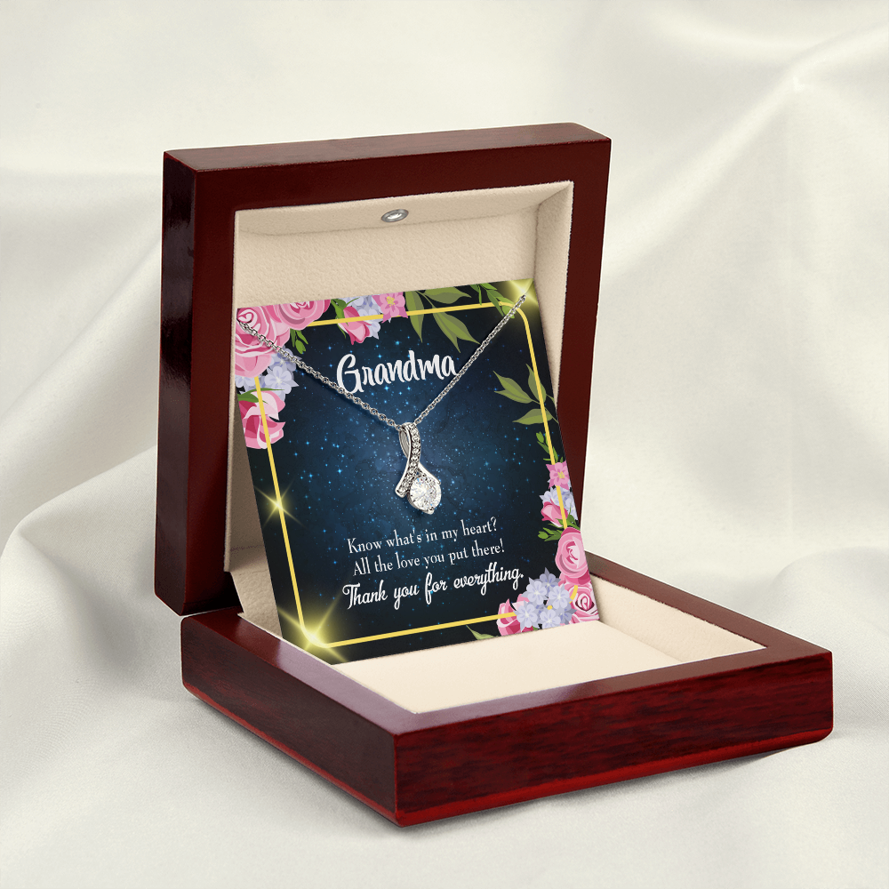 To My Grandmother Grandchild to Grandma Alluring Ribbon Necklace Message Card-Express Your Love Gifts