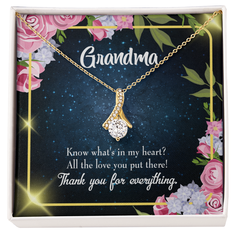 To My Grandmother Grandchild to Grandma Alluring Ribbon Necklace Message Card-Express Your Love Gifts