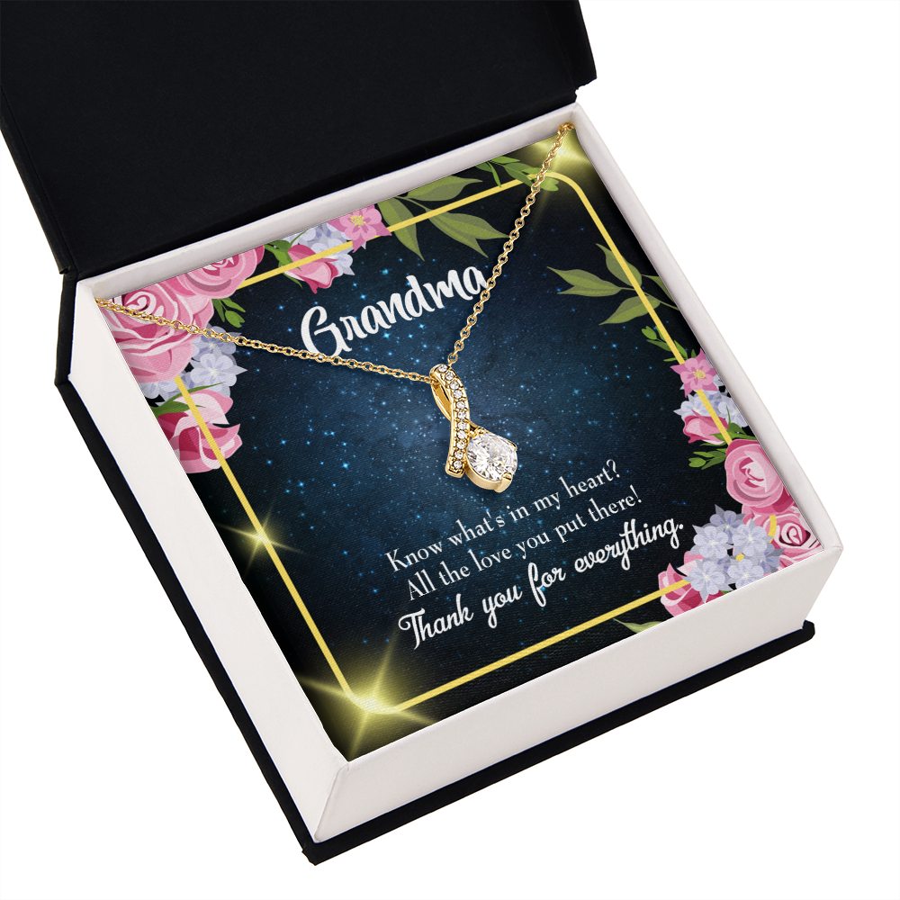 To My Grandmother Grandchild to Grandma Alluring Ribbon Necklace Message Card-Express Your Love Gifts