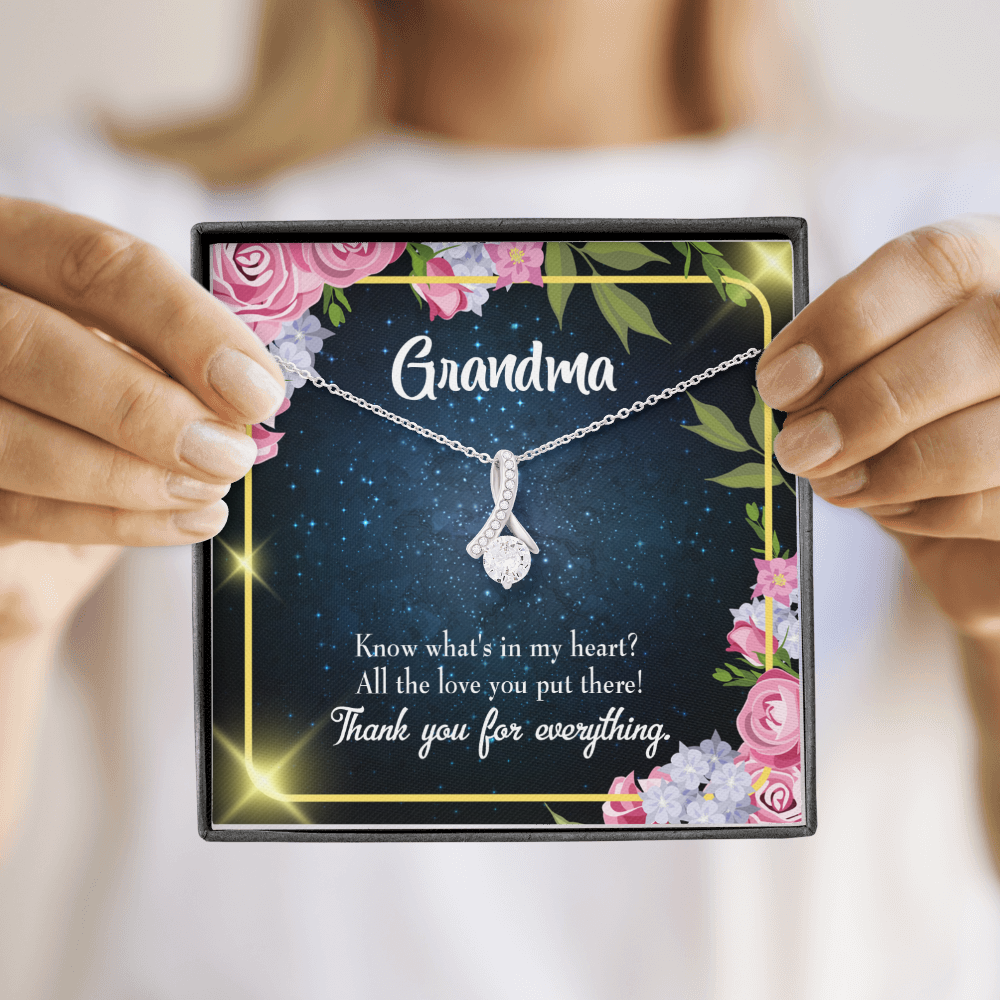 To My Grandmother Grandchild to Grandma Alluring Ribbon Necklace Message Card-Express Your Love Gifts