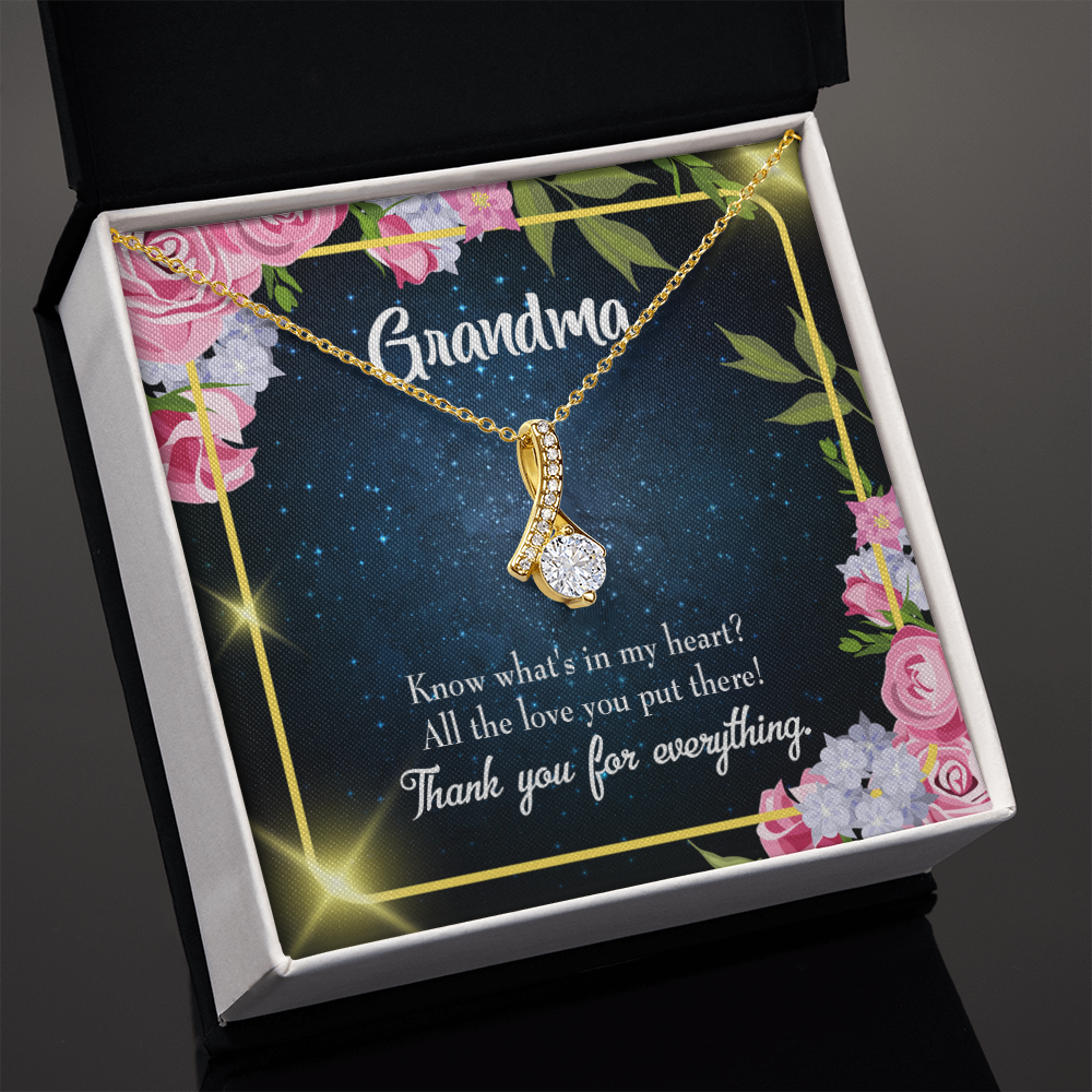 To My Grandmother Grandchild to Grandma Alluring Ribbon Necklace Message Card-Express Your Love Gifts